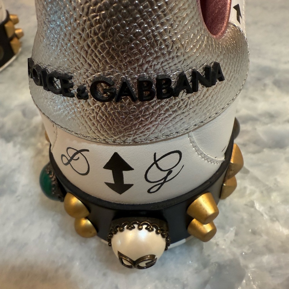 Dolce & Gabbana White size 41.5 Sneakers with Black and Pink Details - Picture 9 of 16